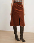 Alexie Corduroy Skirt Rust Skirts - Midi Veronica Beard 