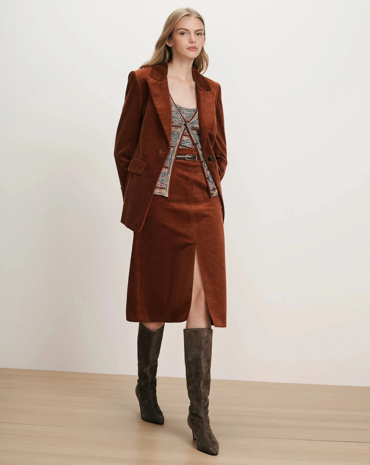 Alexie Corduroy Skirt Rust Skirts - Midi Veronica Beard 