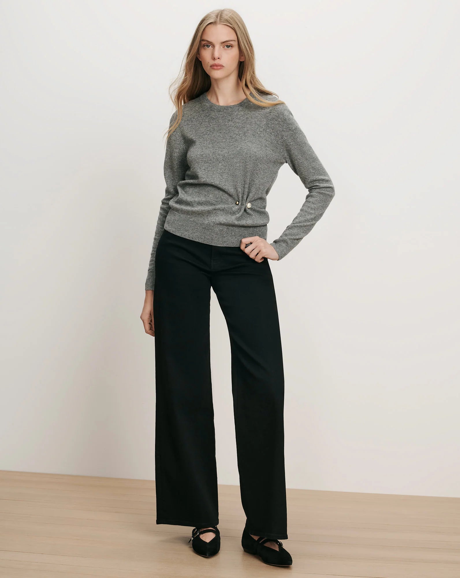 Frankie Pullover with Pearl Pin Medium Heather Grey