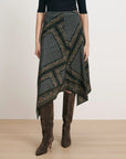 Hartley Asymmetric Midi Skirt Heritage Navy Multi