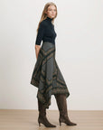 Hartley Asymmetric Midi Skirt Heritage Navy Multi