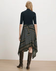 Hartley Asymmetric Midi Skirt Heritage Navy Multi