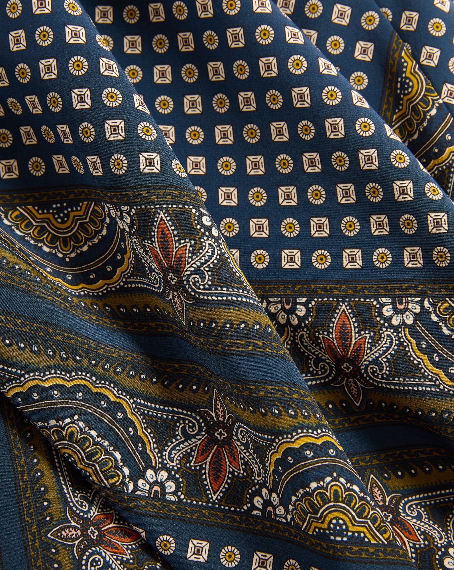 Hartley Asymmetric Midi Skirt Heritage Navy Multi