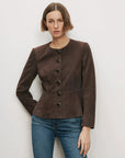 Quinn Suede Peplum Jacket Espresso Jackets - Blazers Veronica Beard 