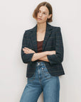 Schoolboy Plaid Dickey Jacket Teal Multi Jackets - Blazers Veronica Beard 