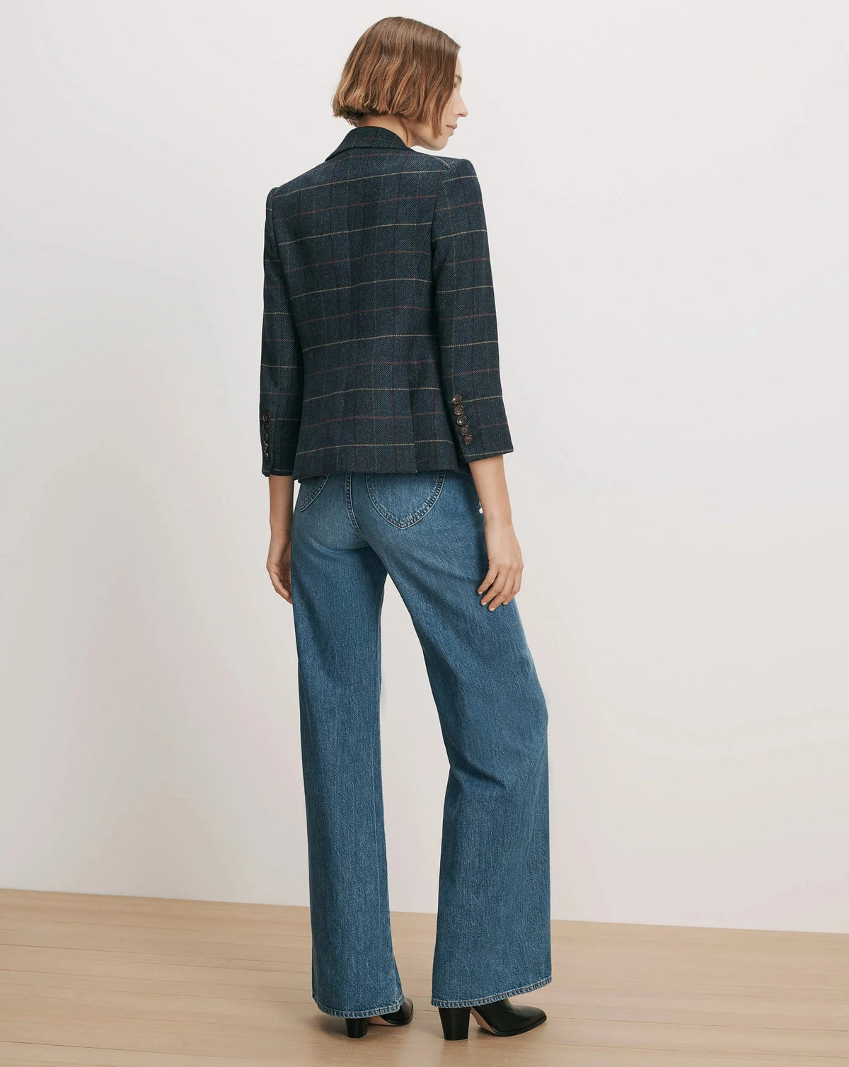 Schoolboy Plaid Dickey Jacket Teal Multi Jackets - Blazers Veronica Beard 