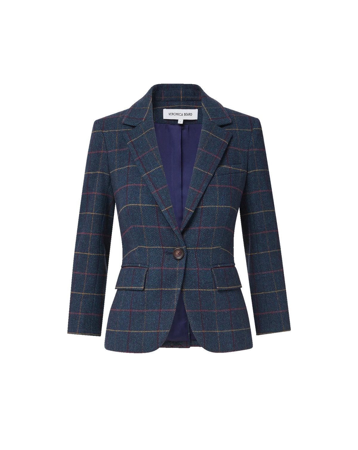 Schoolboy Plaid Dickey Jacket Teal Multi Jackets - Blazers Veronica Beard 