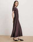 Redgrave V Neck Midi Dress Dark Eggplant Dresses - Midi Veronica Beard 