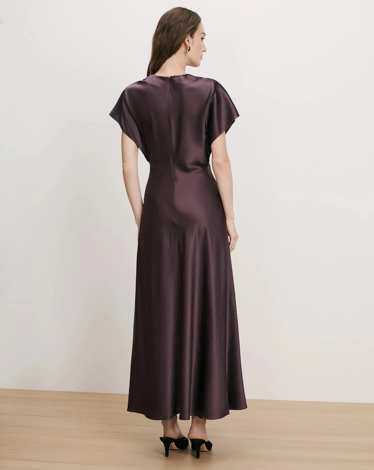 Redgrave V Neck Midi Dress Dark Eggplant Dresses - Midi Veronica Beard 