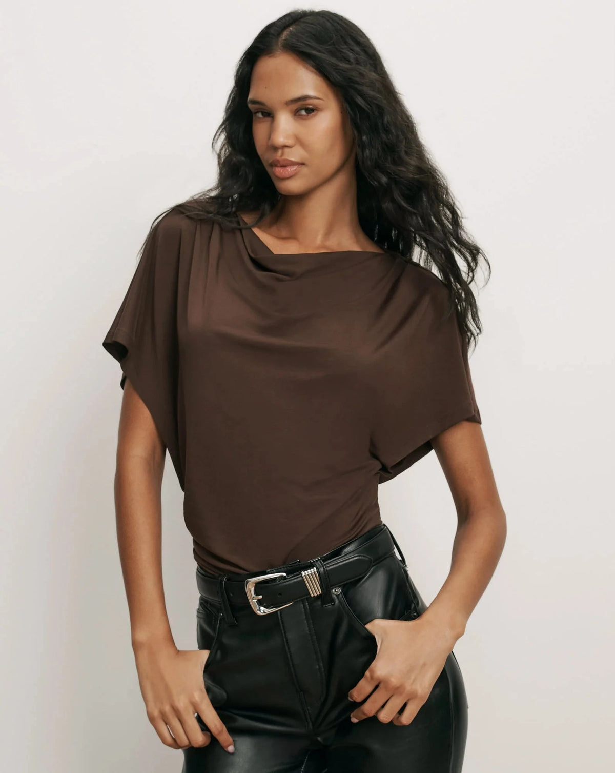 Lila Ruched Top Espresso Tops - Blouses Veronica Beard 
