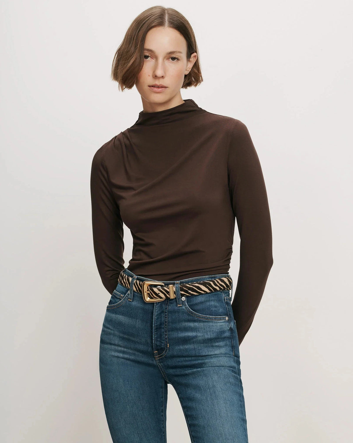 Mylie Top Espresso Tops - Turtleneck Veronica Beard 