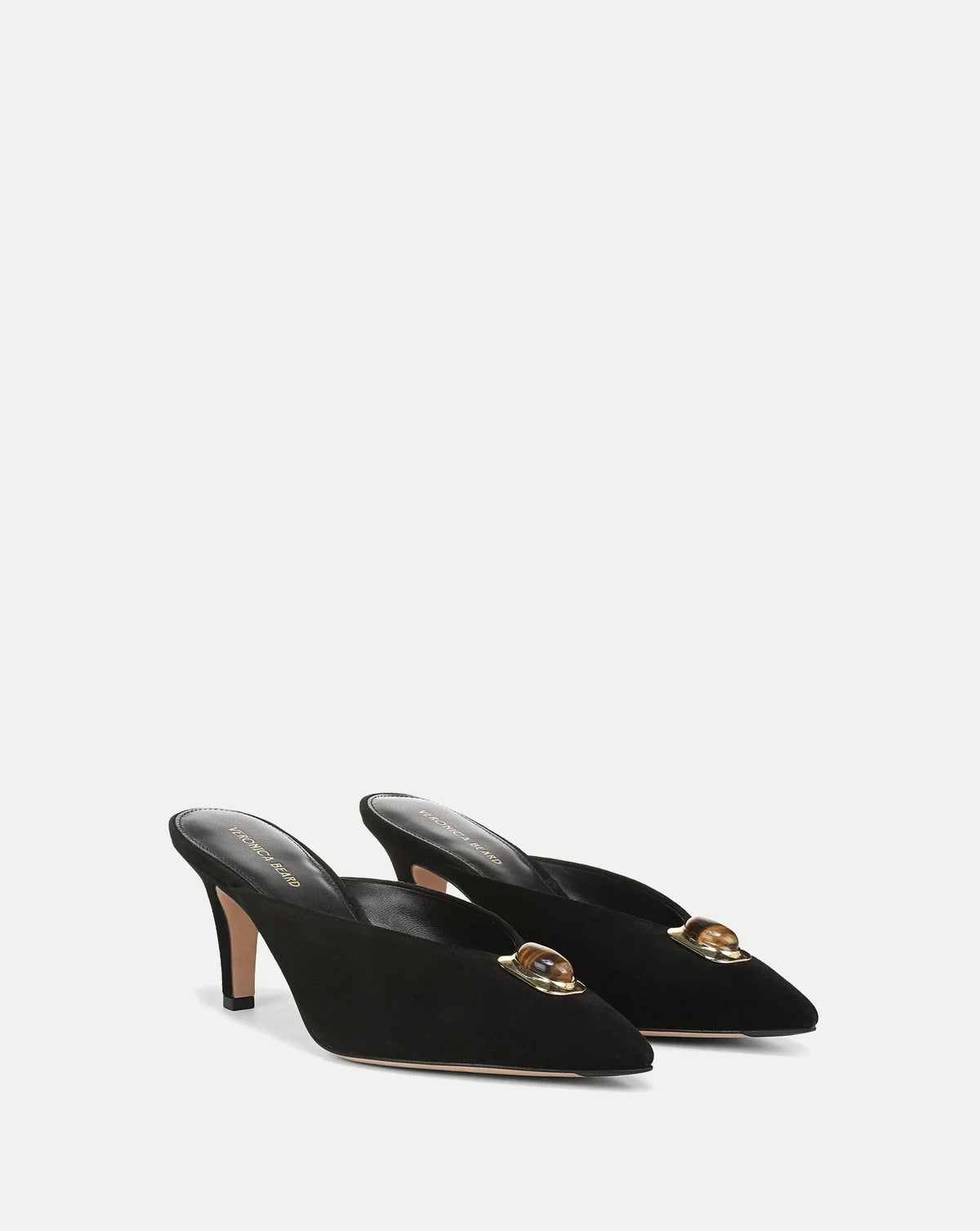 Rochelle Cabochon Suede Mule Black Pumps - High Veronica Beard - Shoes 