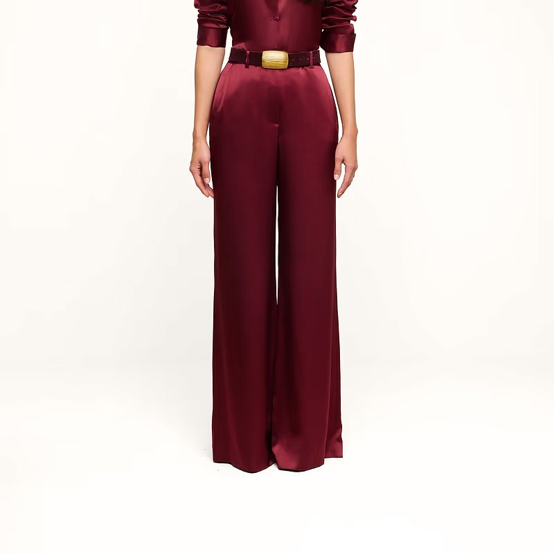 Pilar Silk Wide Leg Pant Merlot Red Pants - Trousers L'Agence 