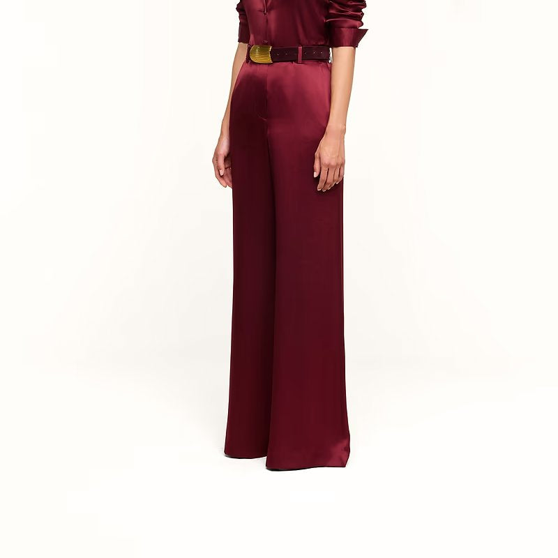 Pilar Silk Wide Leg Pant Merlot Red Pants - Trousers L'Agence 