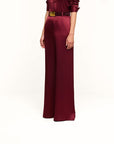 Pilar Silk Wide Leg Pant Merlot Red Pants - Trousers L'Agence 
