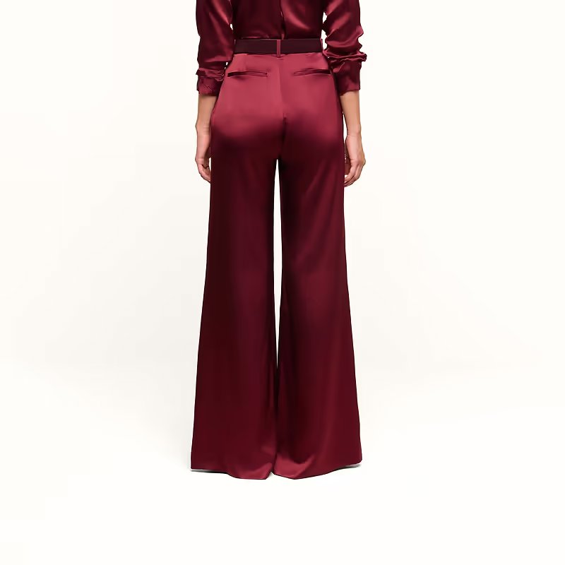Pilar Silk Wide Leg Pant Merlot Red Pants - Trousers L'Agence 