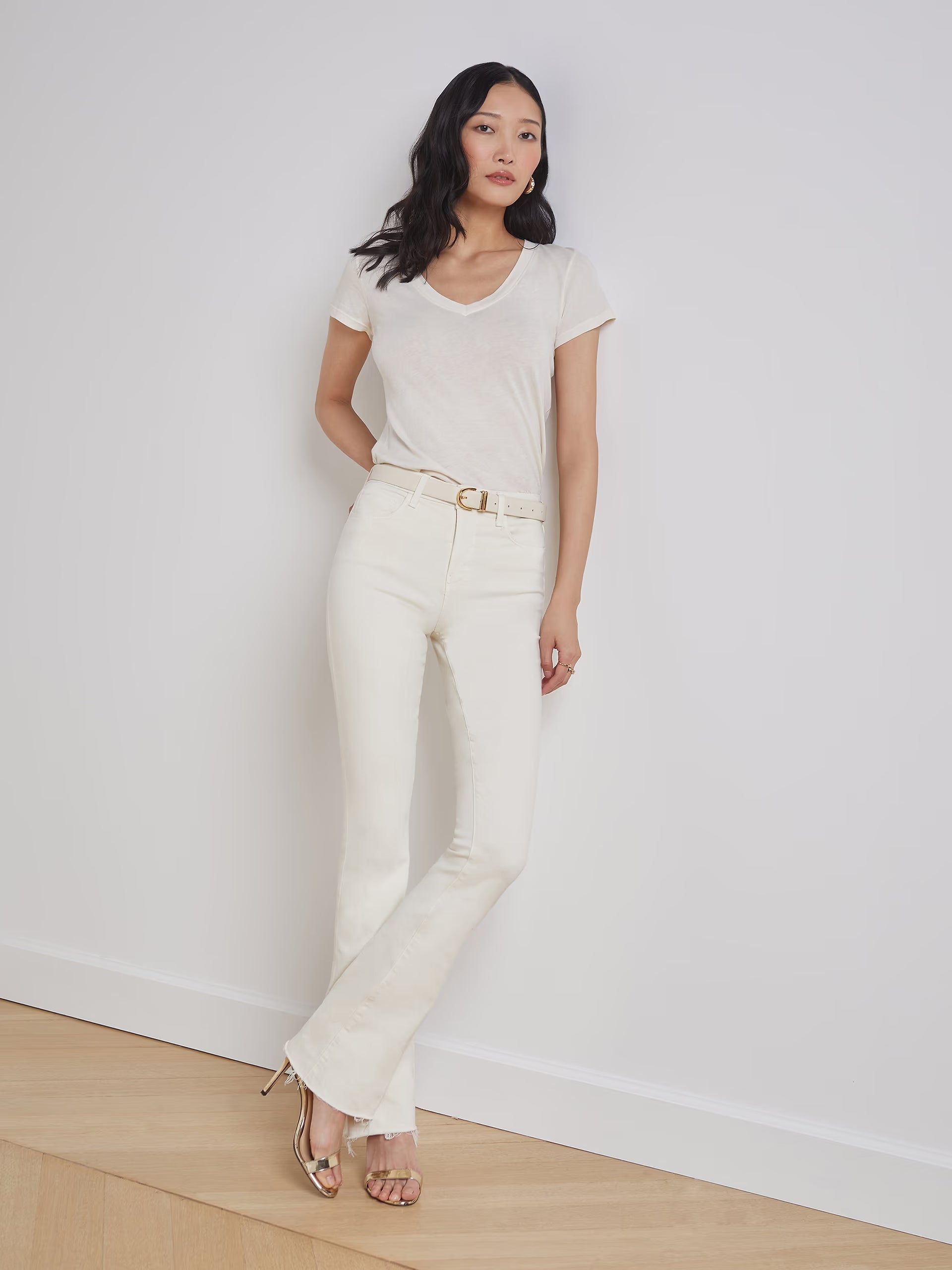 Ruth Straight Leg Jean Vintage White Denim - Straight L'Agence 