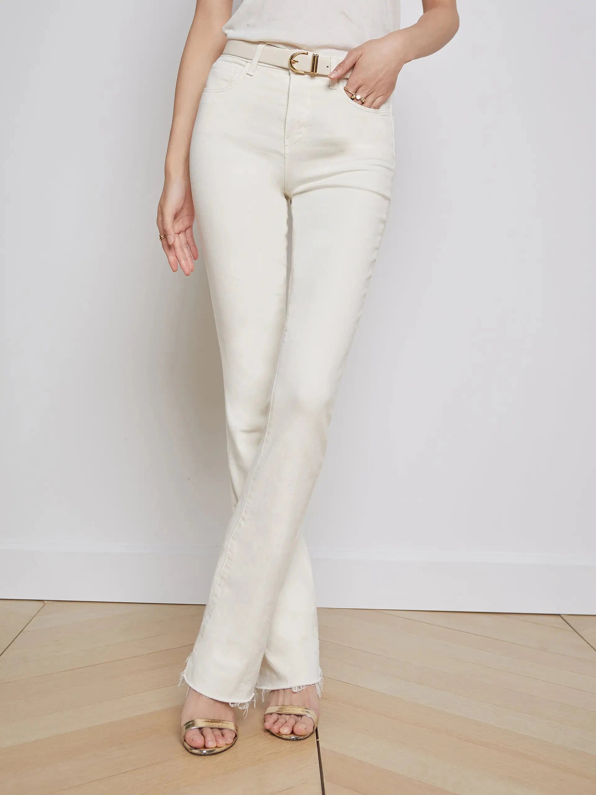 Ruth Straight Leg Jean Vintage White Denim - Straight L'Agence 