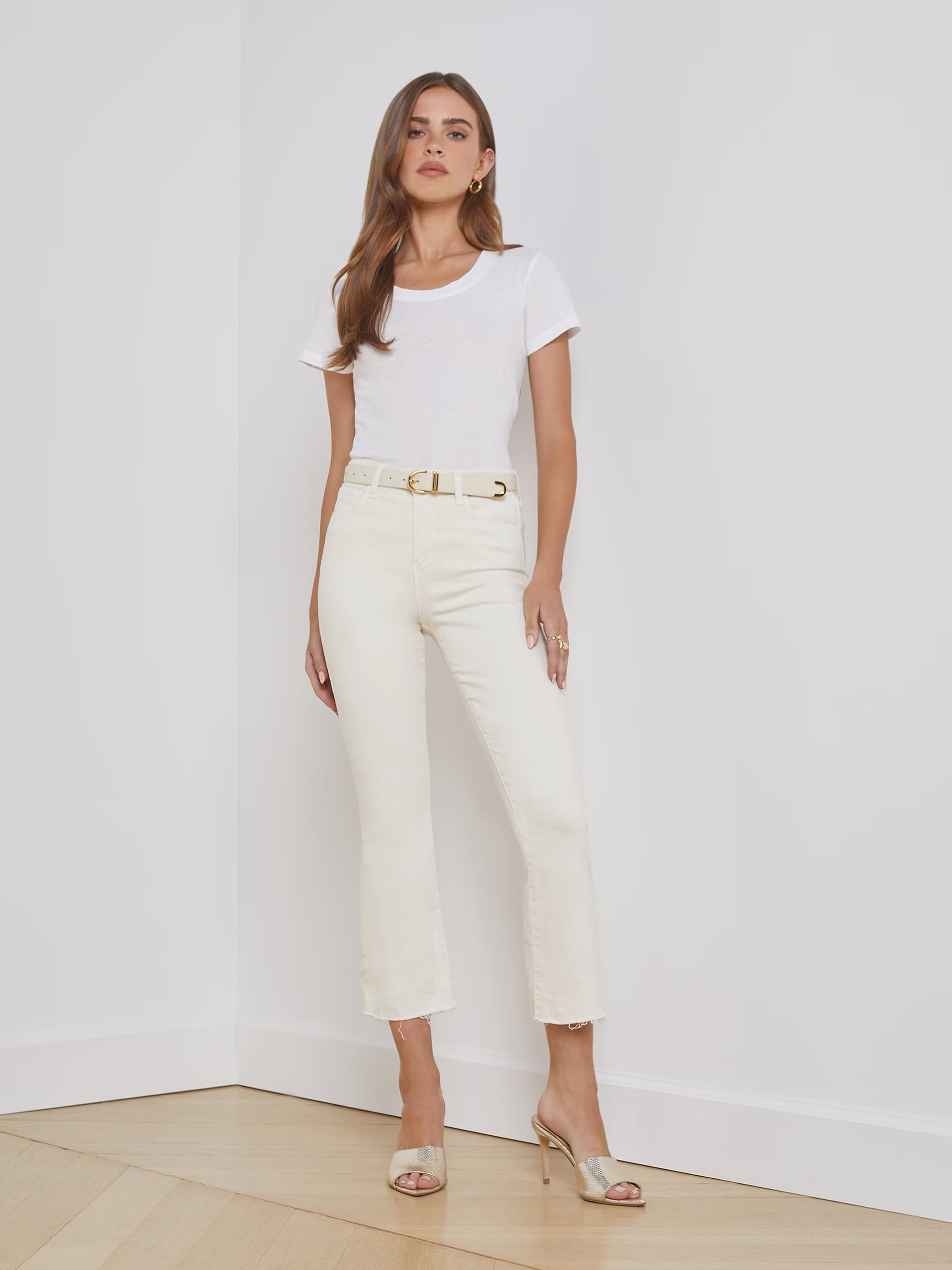 Kendra Crop Flare Vintage White Denim - Cropped & Ankle L'Agence 