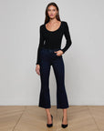 Kendra Cropped Flare Black Ink Denim - Cropped & Ankle L'Agence 