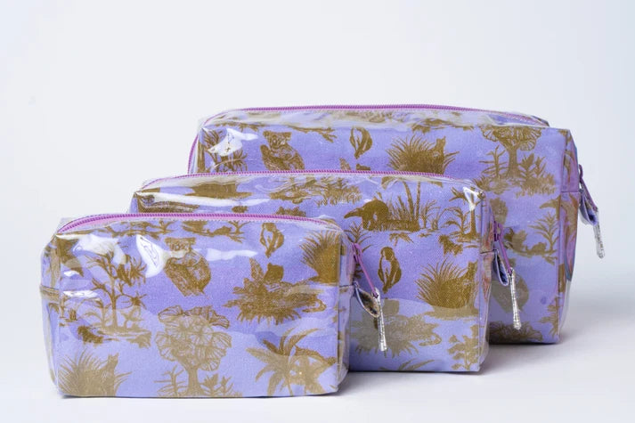 Medium Toile Makeup Bag Lavender/Olive