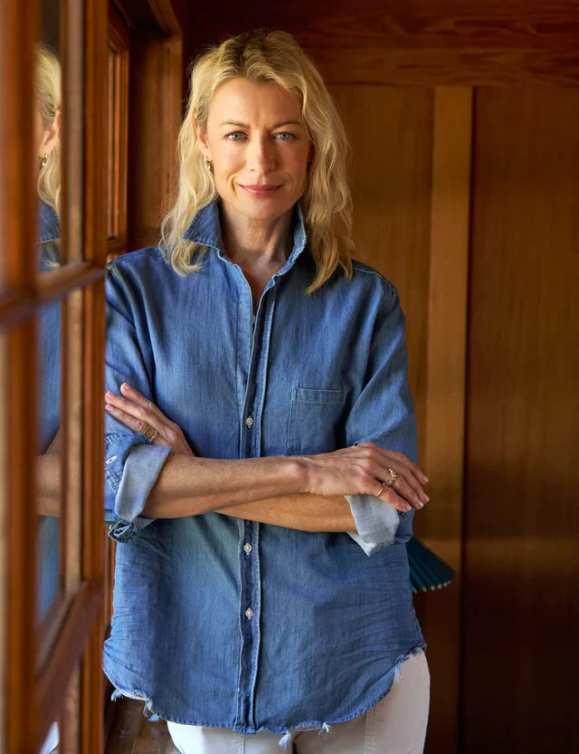 Eileen Relaxed Button Up Shirt Vintage Stonewashed Indigo Tops - Button Down Frank & Eileen 