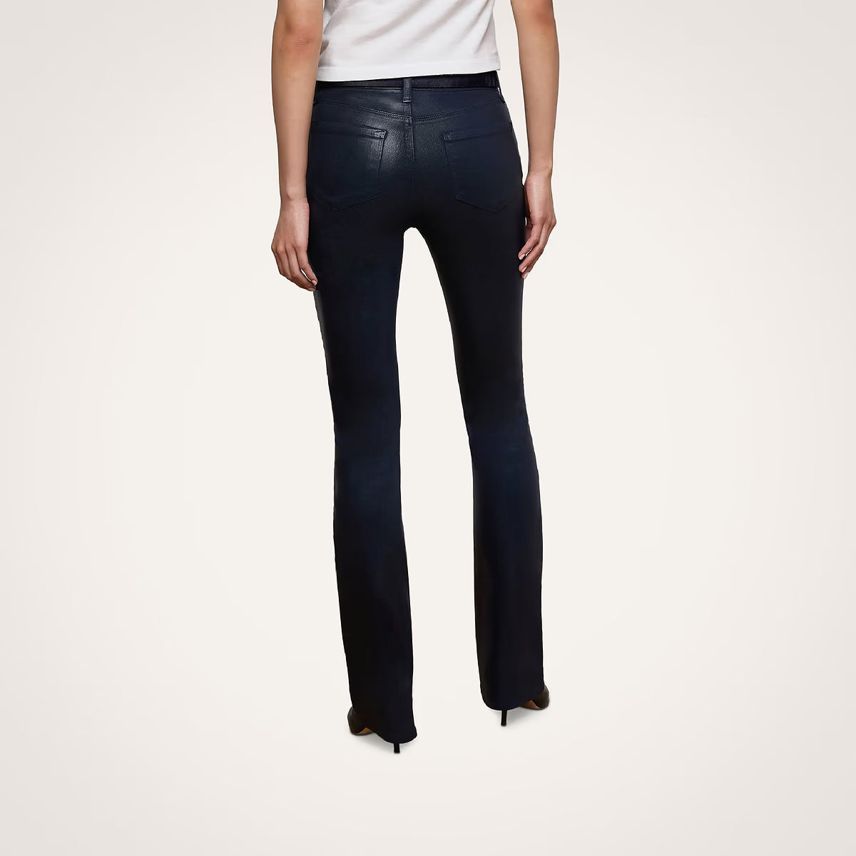 Selma High Rise Sleek Baby Boot Coated Deep Midnight Denim - Flare &amp; Wide Leg L'Agence 