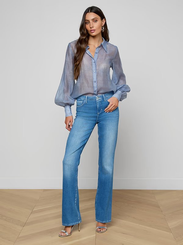 Wanda High Rise Crop Wide Leg Pant Idaho Denim - Flare & Wide Leg L'Agence 