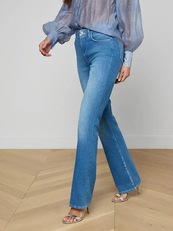 Selma High Rise Sleek Baby Boot Getty Denim - Flare &amp; Wide Leg L'Agence 