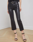 Kendra Coated Crop Flare Jean Noir Denim - Cropped & Ankle L'Agence 