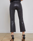 Kendra Coated Crop Flare Jean Noir Denim - Cropped & Ankle L'Agence 