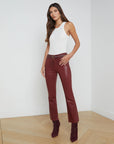 Kendra High Rise Crop Flare Syrah Coated Denim - Cropped & Ankle L'Agence 