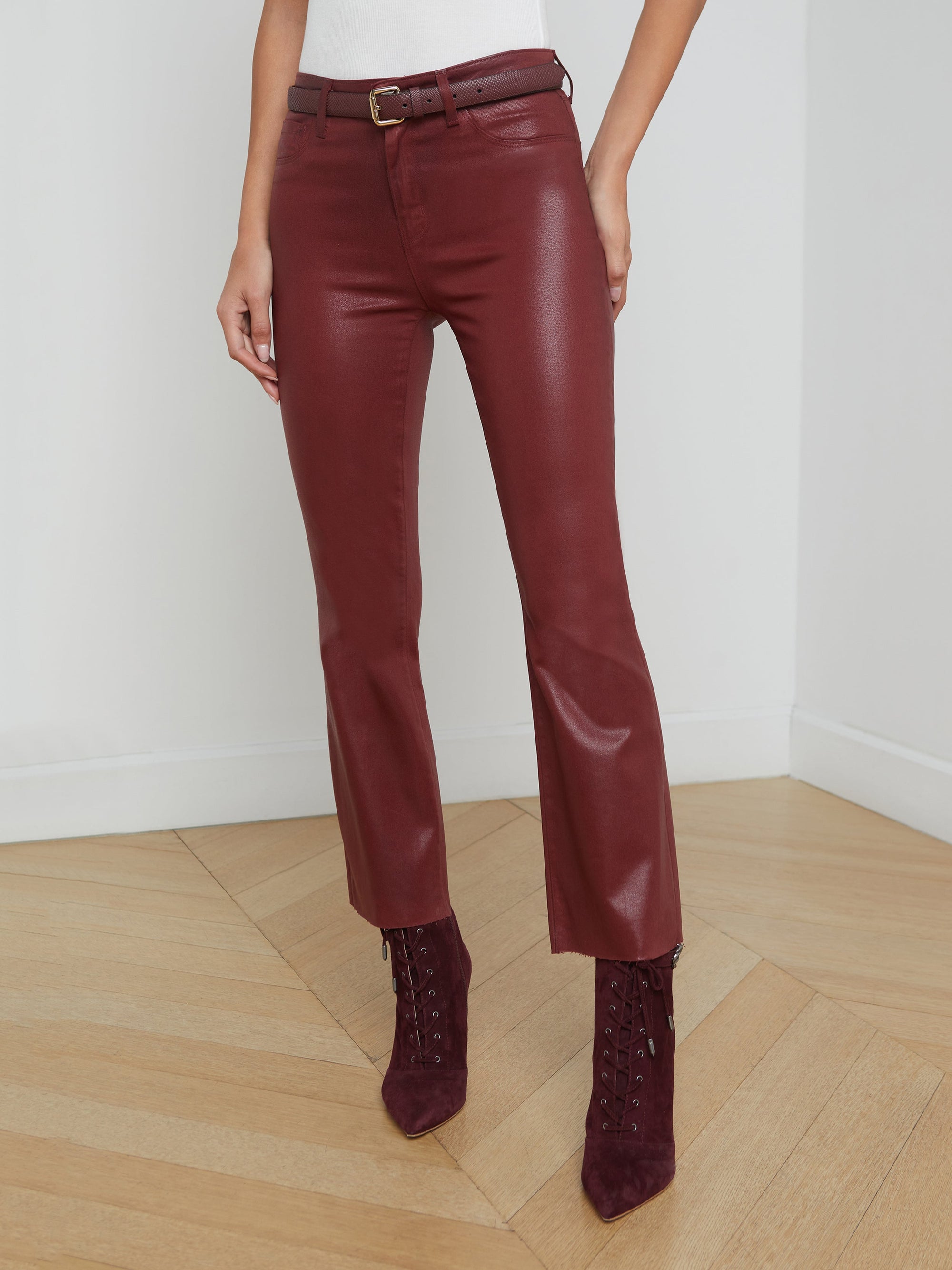 Kendra High Rise Crop Flare Syrah Coated