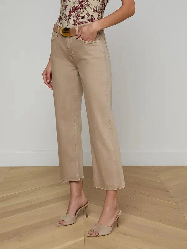 Wanda High Rise Crop Wide Leg Pant Biscuit Denim - Flare & Wide Leg L'Agence 