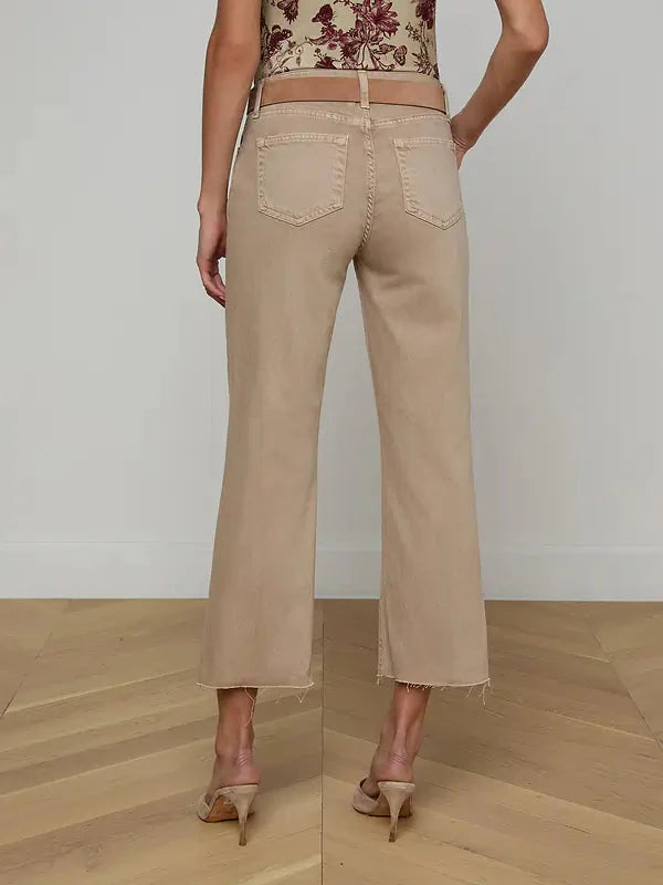 Wanda High Rise Crop Wide Leg Pant Biscuit Denim - Flare & Wide Leg L'Agence 