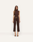 Wanda Coated High Rise Crop Wide Leg Dark Java