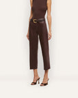 Wanda Coated High Rise Crop Wide Leg Dark Java