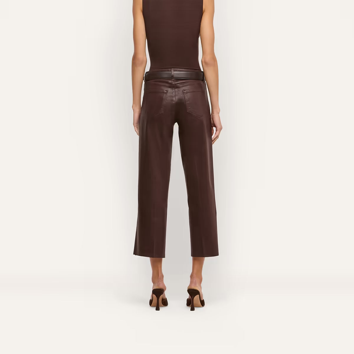 Wanda Coated High Rise Crop Wide Leg Dark Java
