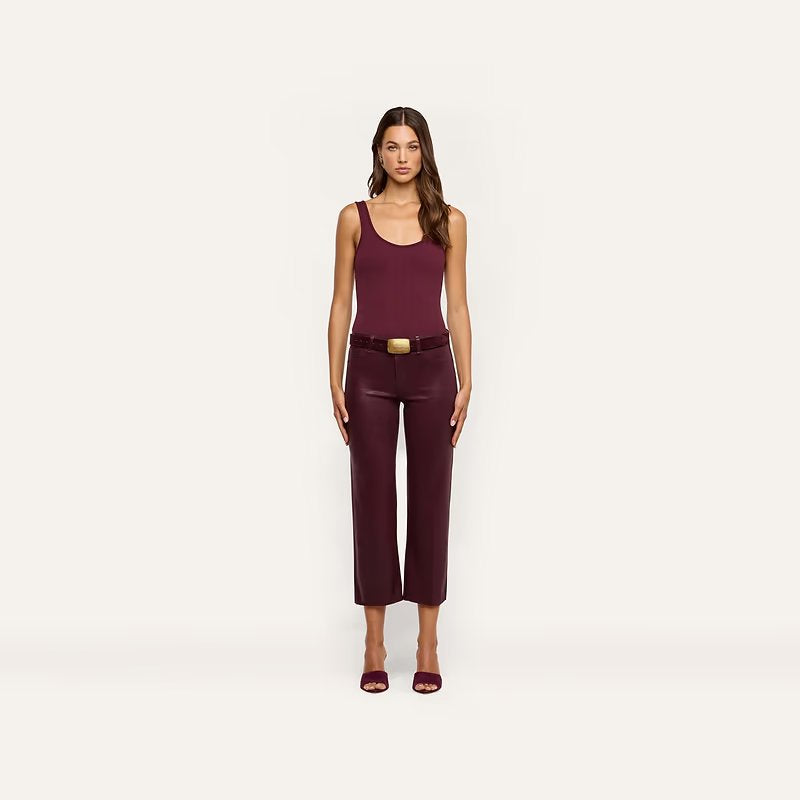 Wanda Coated High Rise Crop Wide Leg Deep Sangria Pants - Trousers L'Agence 