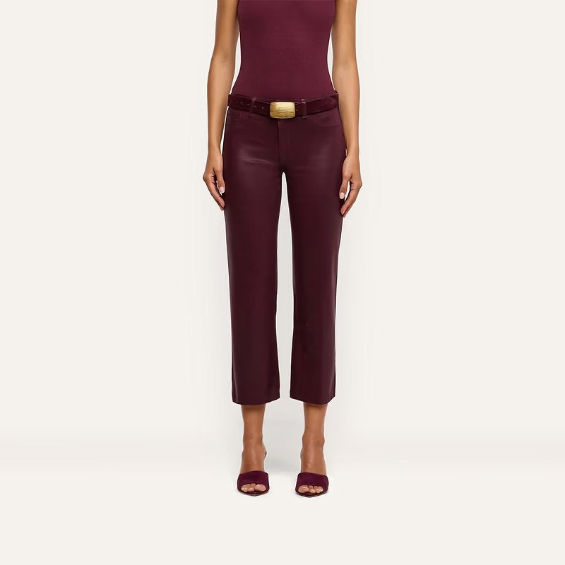 Wanda Coated High Rise Crop Wide Leg Deep Sangria Pants - Trousers L'Agence 
