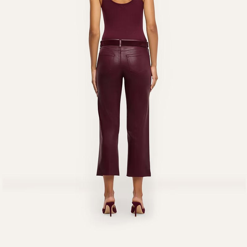 Wanda Coated High Rise Crop Wide Leg Deep Sangria Pants - Trousers L'Agence 