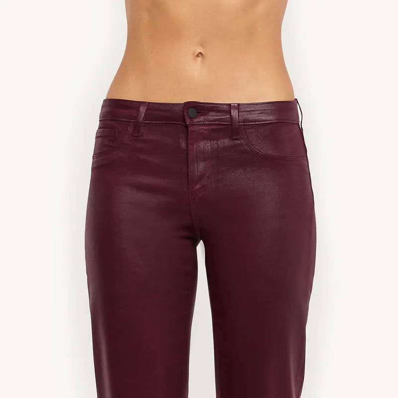 Wanda Coated High Rise Crop Wide Leg Deep Sangria Pants - Trousers L'Agence 