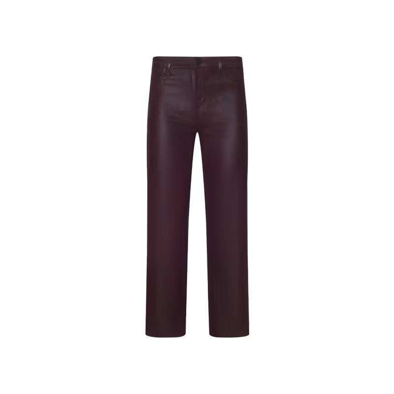 Wanda Coated High Rise Crop Wide Leg Deep Sangria Pants - Trousers L'Agence 