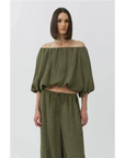 Anni Puff Sleeve Cropped Top Sea Turtle Tops - Blouses Simkhai 