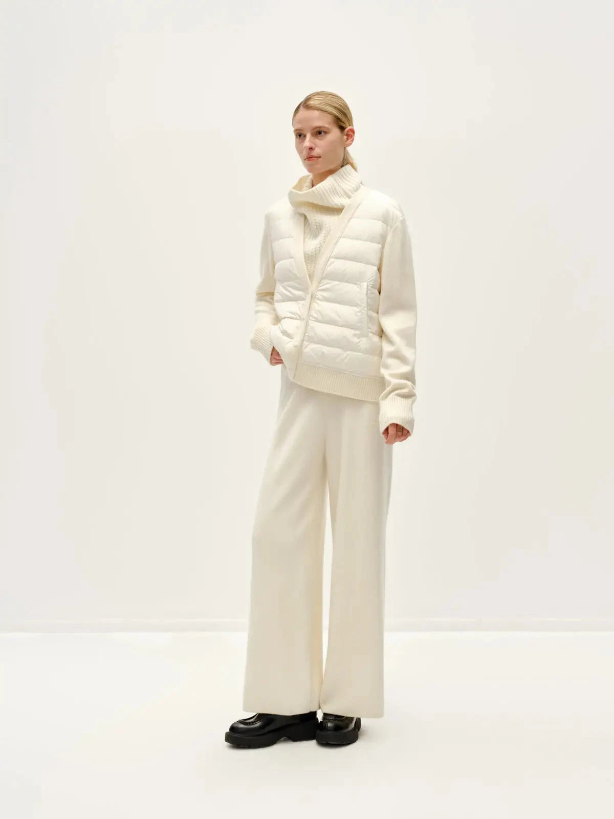 Patchwork Down Knit Cardigan Outerwear - Longsleeve Urlazh 