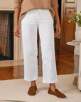 Westport Italian Wide Leg Chino Twill White Pants - Trousers Frank & Eileen 