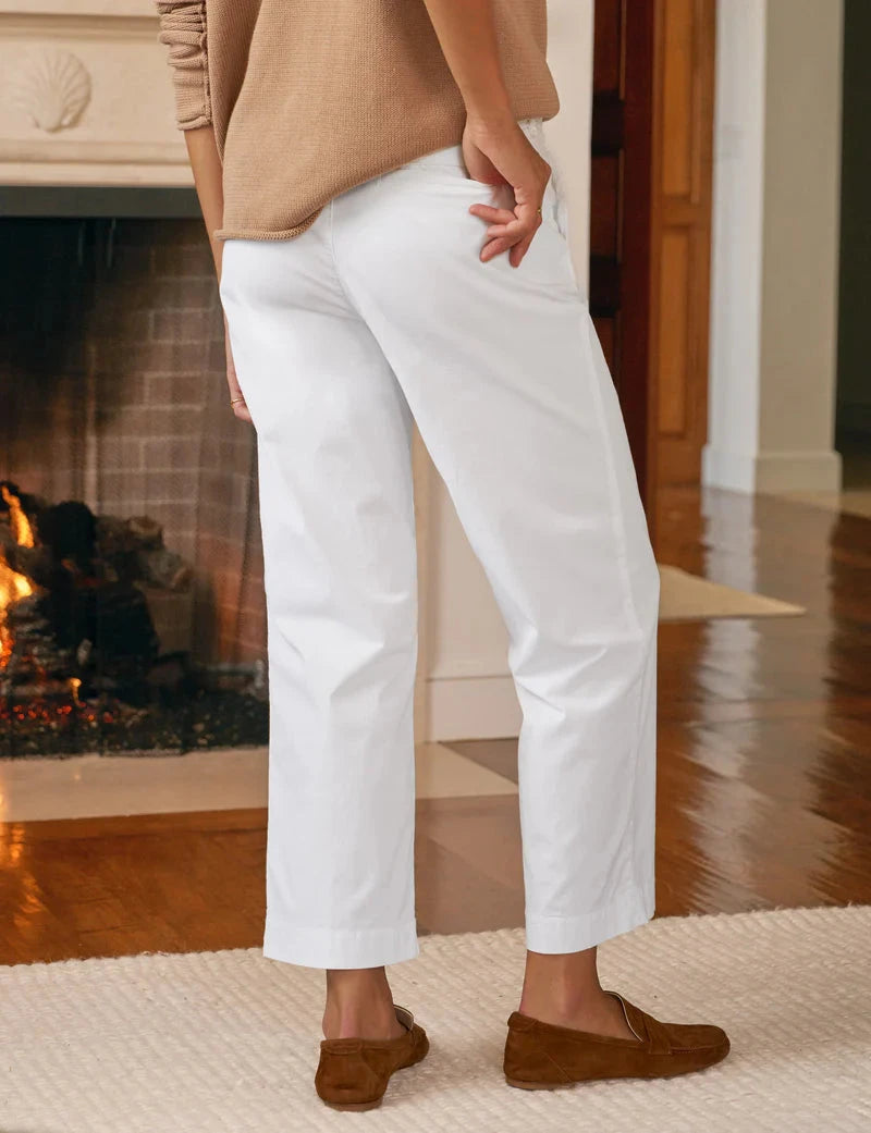 Westport Italian Wide Leg Chino Twill White Pants - Trousers Frank & Eileen 