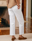 Westport Italian Wide Leg Chino Twill White Pants - Trousers Frank & Eileen 