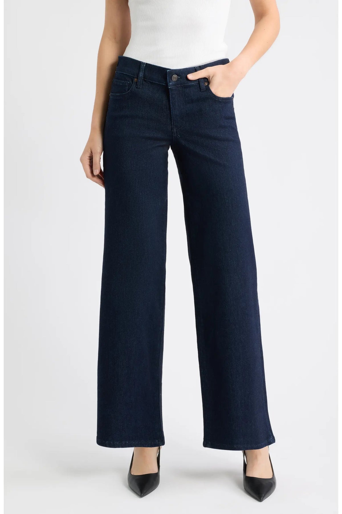 Low Rise Le Slim Palazzo Polished Denim - Flare & Wide Leg Frame 