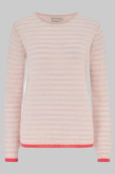 Little Stripe Crew Powder Puff Lily Cerise Sweater - Crewneck Jumper 1234 